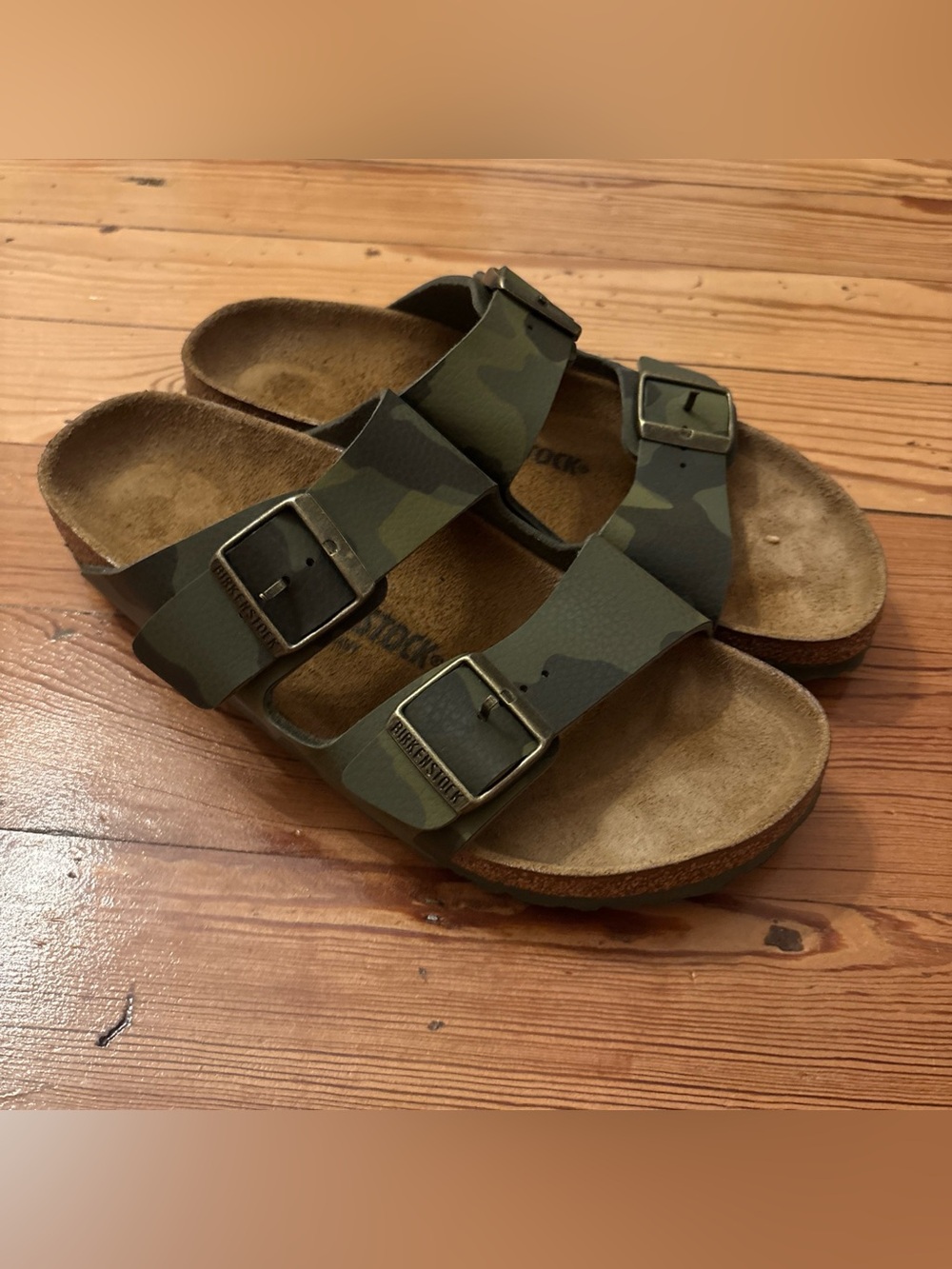 Birkenstock BS Arizona Narrow Fit Desert Soil Camo Green Womans Size EU 40